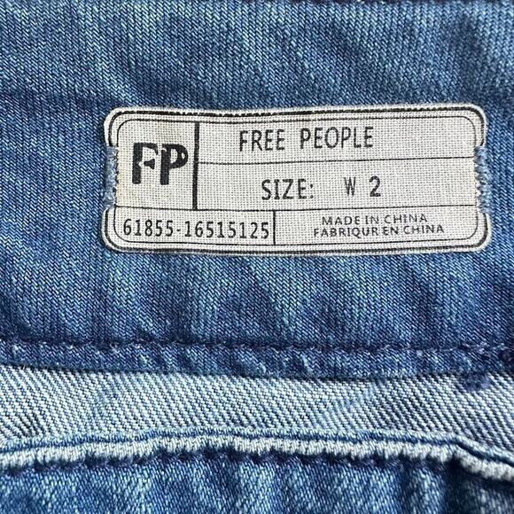 Free People Denim Mini Skirt Zip to It High Rise 100% Cotton Blue A-line Size 2 - Picture 5 of 7